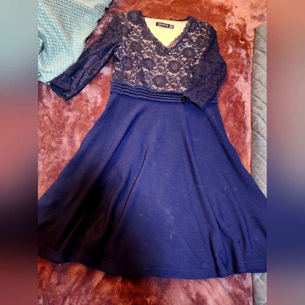 Navy blue 3/4 length sleeve holiday dress size 8
